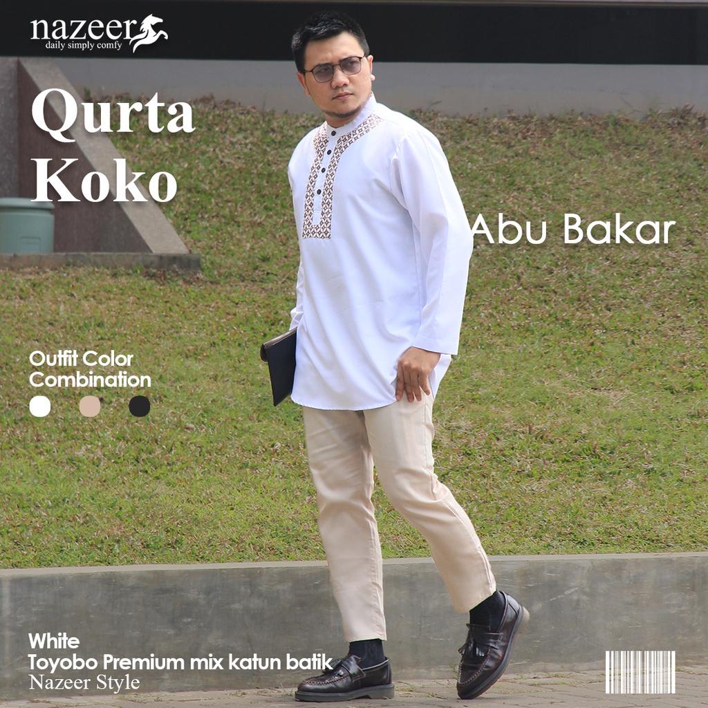 Baju Muslim Koko Kurta Pakistan Pria Dewasa Lengan Panjang ABU BAKAR NAZEER