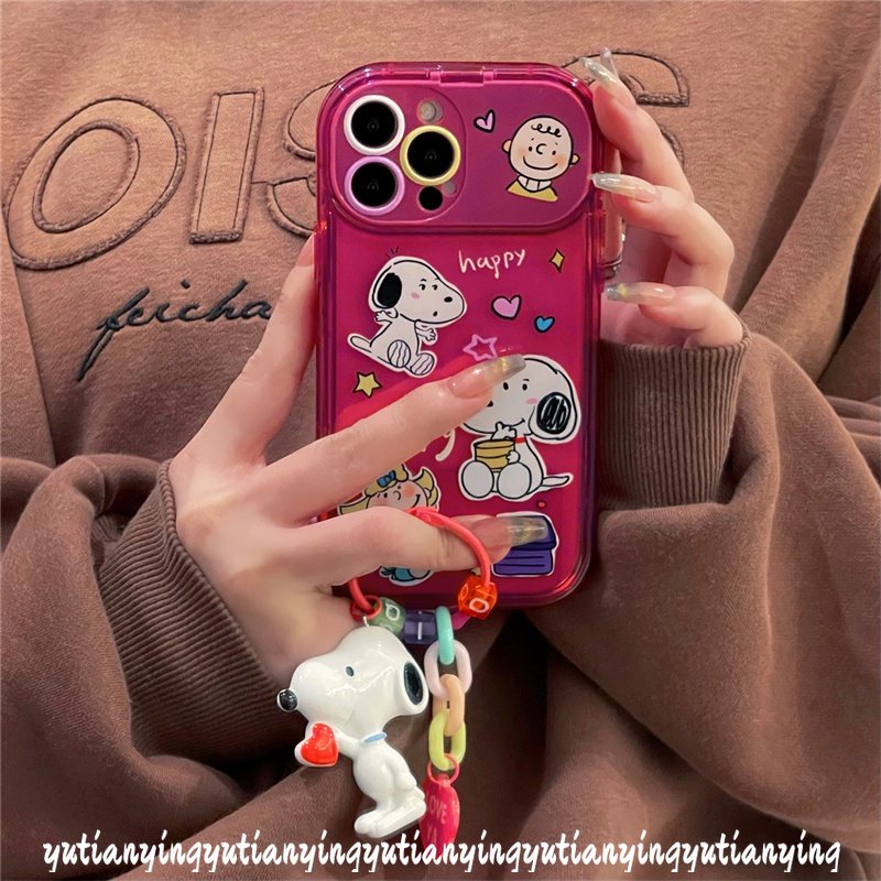 IPHONE Case Cermin Make Up Snoopy Flip Kartun Lucu Kompatibel Untuk Iphone11 14 13 12 Pro Max XR 7Plus 78 Plus X XS Max SE 2020 Shockproof Soft TPU Phone Cover