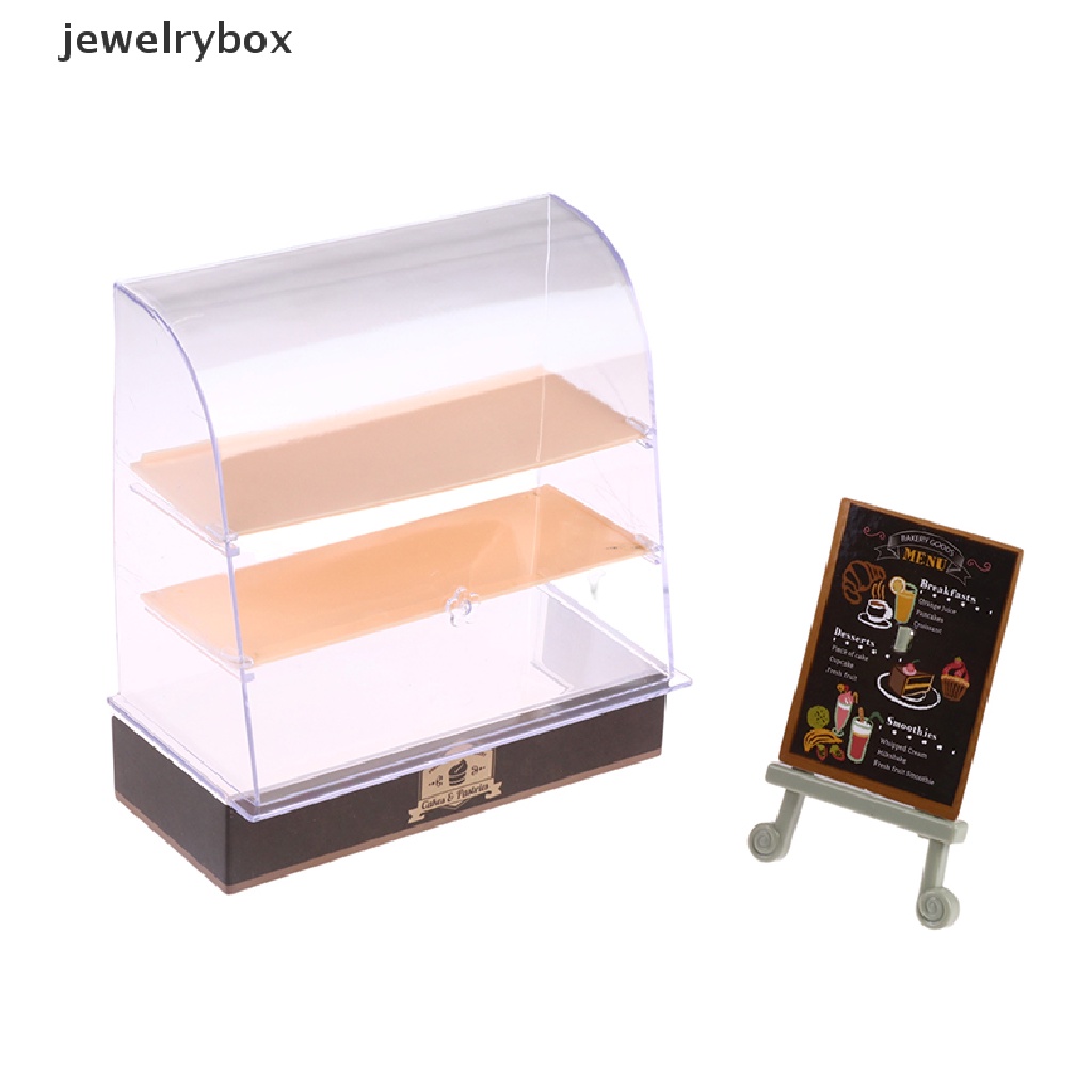 [jewelrybox] 1set 1: 12rumah Boneka Lemari Pajangan Kue Mini Papan Nama Stand Living Scene Decor Boutique