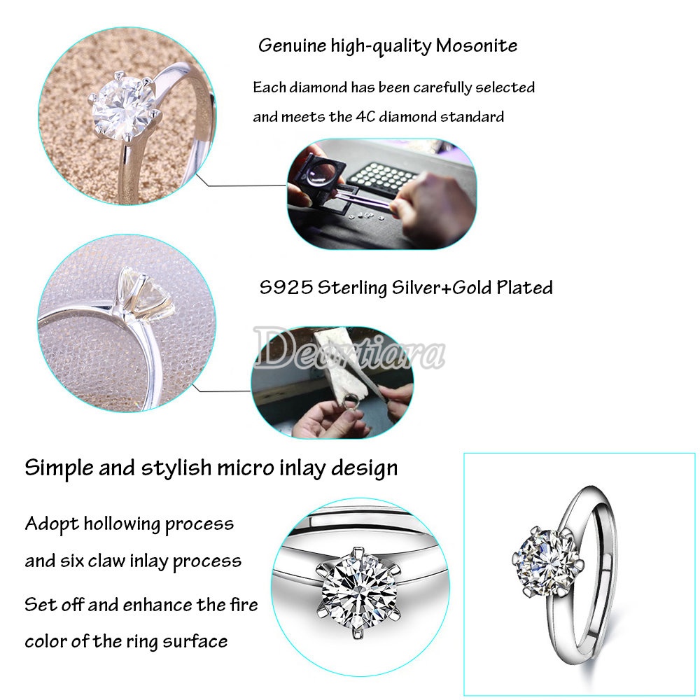 Real Moissanite Cincin S925 Sterling Silver Lamaran Tunangan Cincin Wanita Berlian Dengan Sertifikasi GRA