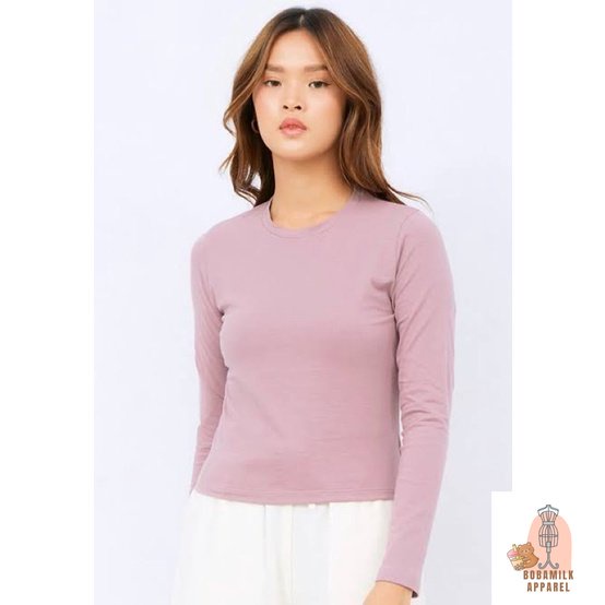 𝙉𝙀𝙒 Colorbox Fitted Long Sleeve T Shirt Lilac Purple Sweater Wanita Polos