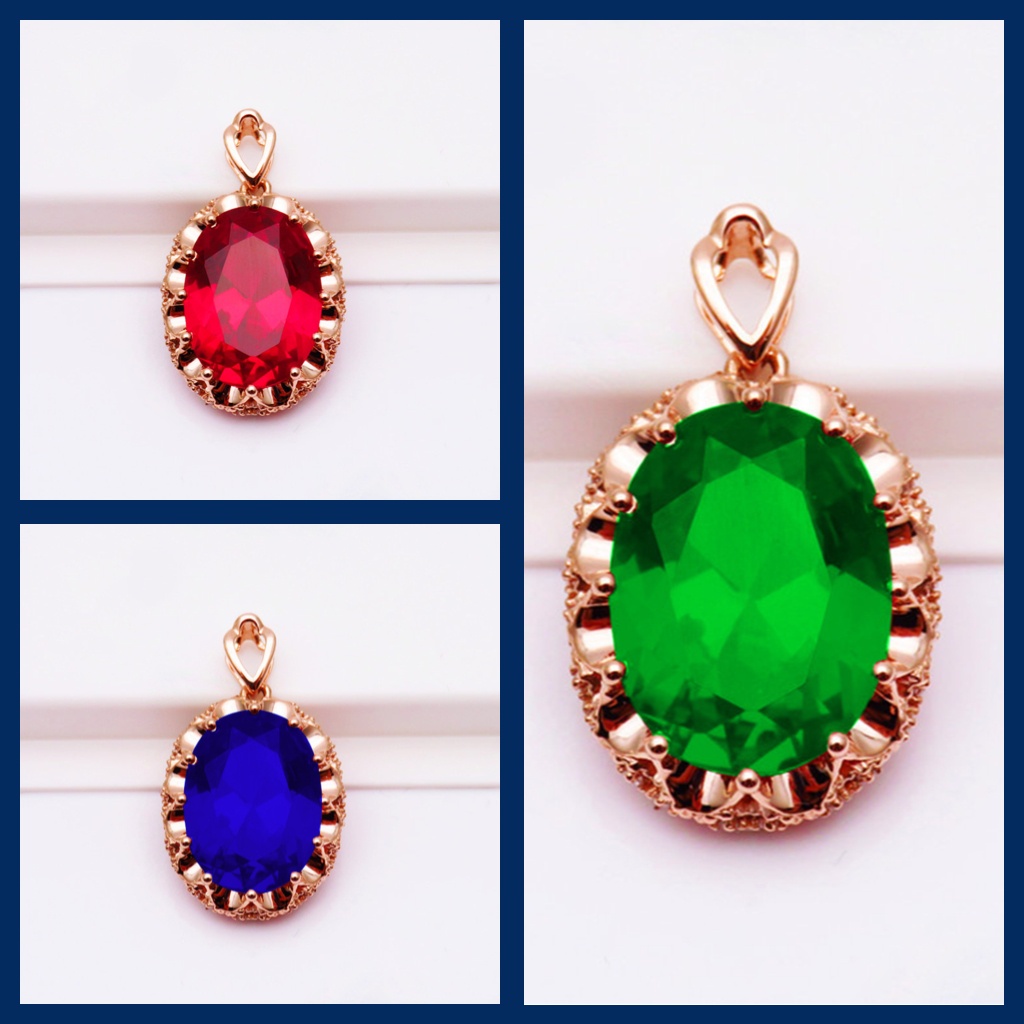 Goldkingdom Fashion Perhiasan Aksesoris Ready Stock Merpati Darah Merah Berongga Melalui Bunga Micro Set Liontin Berlapis Rose Gold Mewah Pertunangan Kalung Perempuan