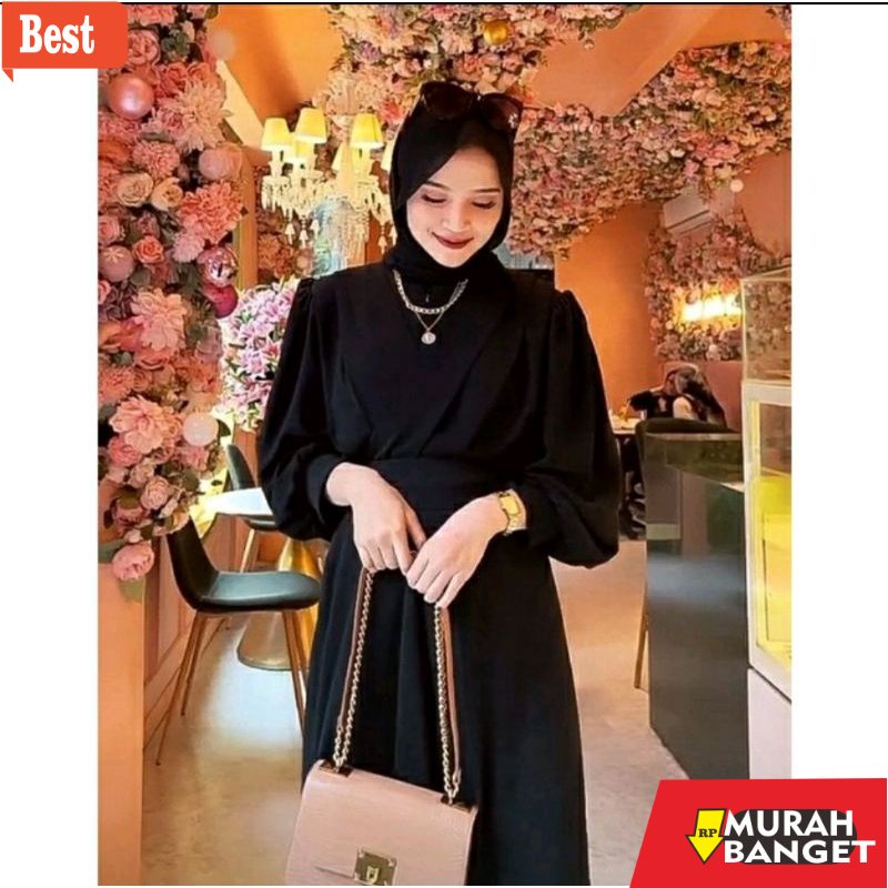 Tren baju lebaran wanita 2023- Gaudy maxi gamis cerutty babydoll//theressa dress terbaru//gamis musl