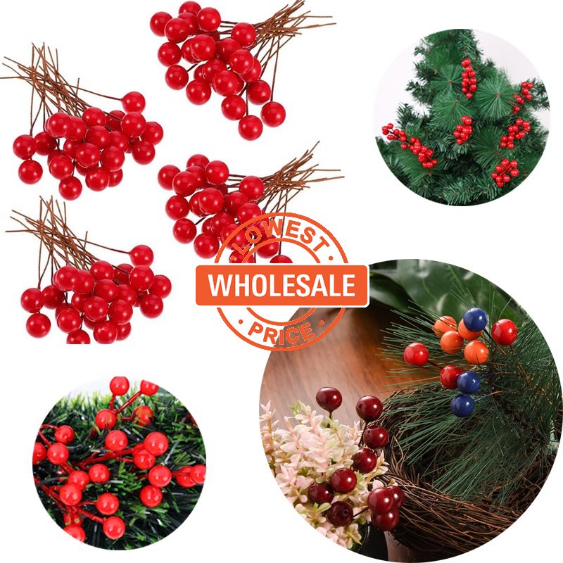 [Harga Grosir] [Fitur]1Per5 /14Pertama Musim Semi Emulasi Berry/Hiasan Pohon Natal Holly Buah/Merah Hijau Artificial Berry/Produk Dekorasi Natal