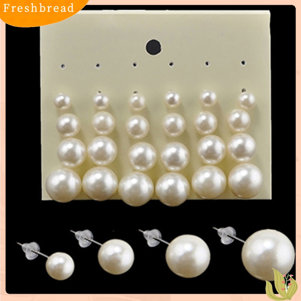 [Fresh] Set 12Pcs Anting Stud Mutiara Imitasi untuk Wanita