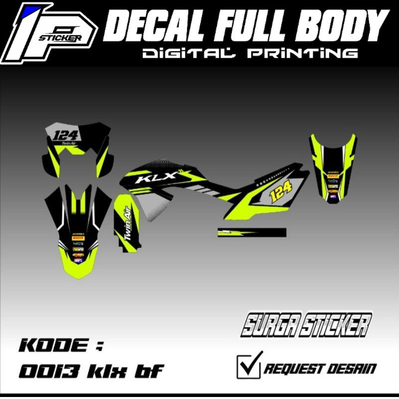 DECAL KLX BF D TRACKER CRF KLX LAMA KEREN MURAH GRATIS LAPISAN GLOSSY ATAU DOFF