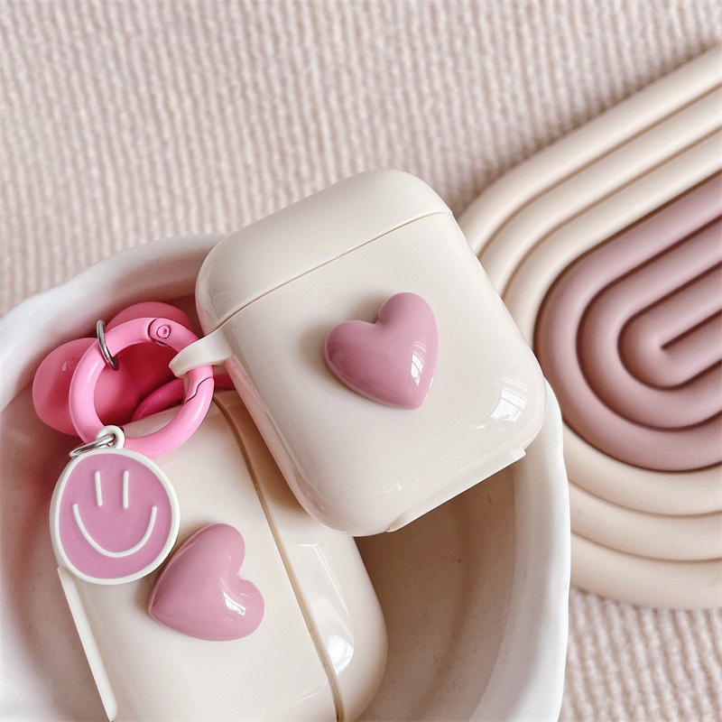 Lovely Smiling Face Bow Heart Straw Case Kompatibel Untuk Airpods1 2 3 Pro2 Warna Telanjang Tpu Cangkang Anti Jatuh