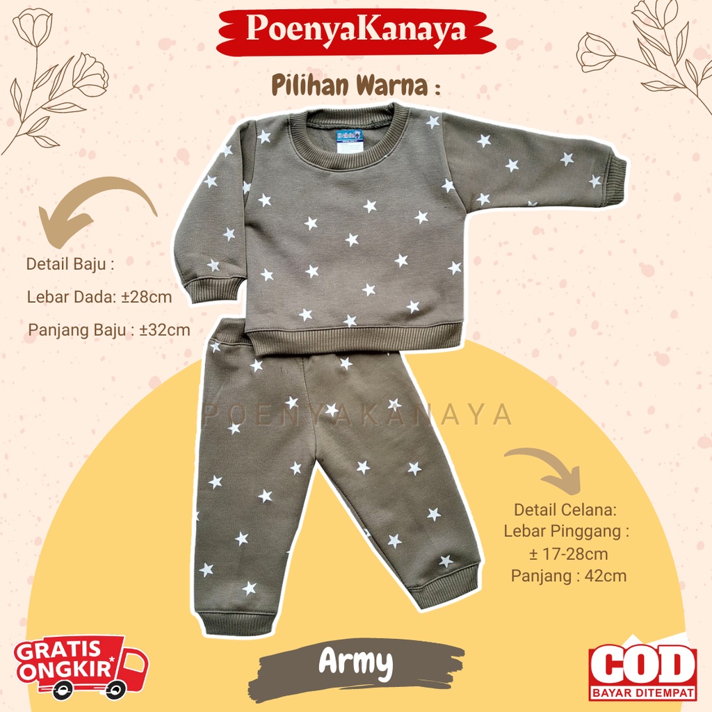 Setelan Sweater Jaket Bayi Anak Panjang BINTANG HBc Size 6-18 Bulan SPY95