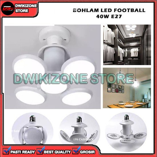 [GROSIR] LAMPU FAN BLADE LIPAT HIAS GANTUNG BENTUK SEPAK BOLA FOOTBALL BOHLAM LED 40W WHITE LAMP 40 WATT HIAS