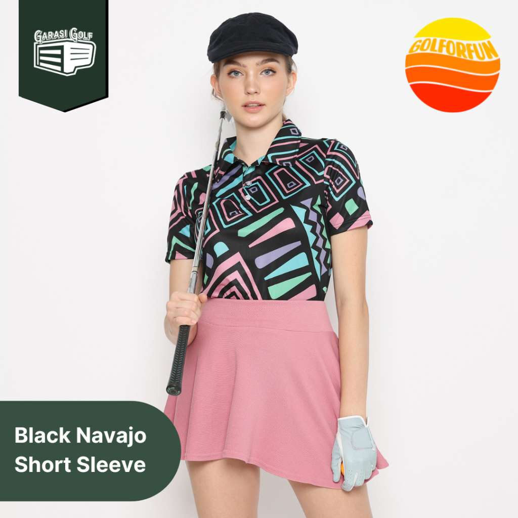 GOLFORFUN Black Navajo (Women SS) - Baju Polo Shirt Golf Wanita