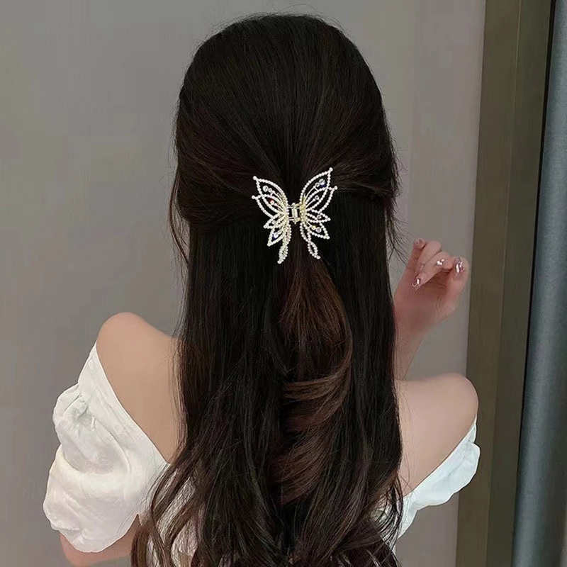 Fashion Logam Kerawang Rambut Cakar Kupu-Kupu Jepit Rambut Untuk Wanita Gadis Elegan Ponytail Claw Clip Vintage Hairpin Aksesoris Rambut