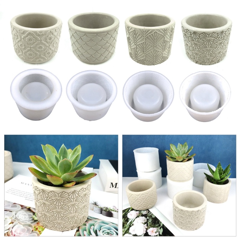 Siy Silinder Pot Bunga Cetakan Silikon Plester Succulent Planter Mold Lucu Concrete Cement Mold Untuk DIY Tempat Pulpen, Rumah D