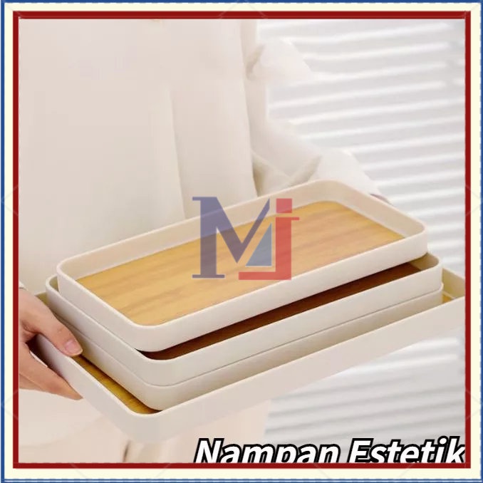 【COD】Rectangle Tray Tatakan Persegi/Nampan Estetik Tatakan/Nampan Kayu Tatakan/Nampan Saji Bahan Kayu/Tatakan Estetik