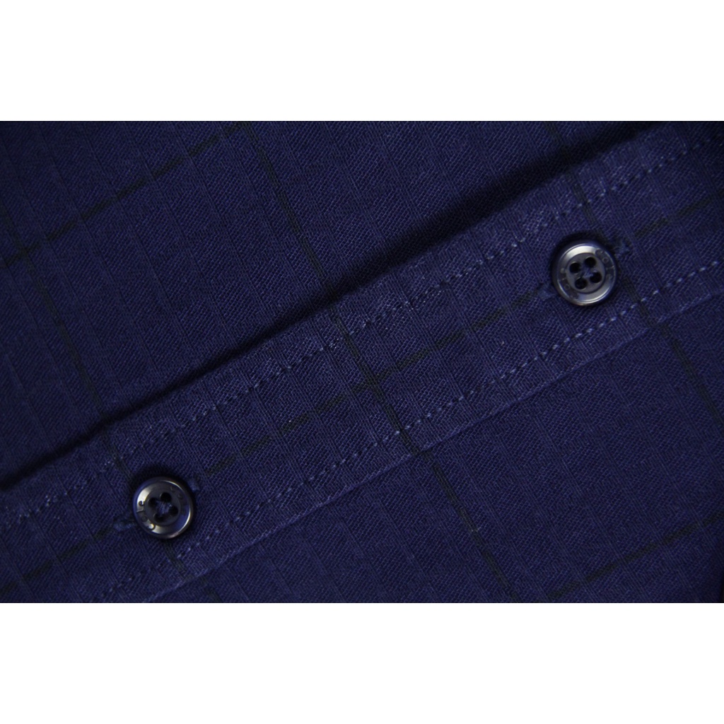 [COD] Baju Kemeja Cole Code 22 Casual Lengan Pendek Reguler Fit Biru Navy Pria Kotak-kotak | Kemeja Original 100% Brand Matahari Big Size Kasual Kesual