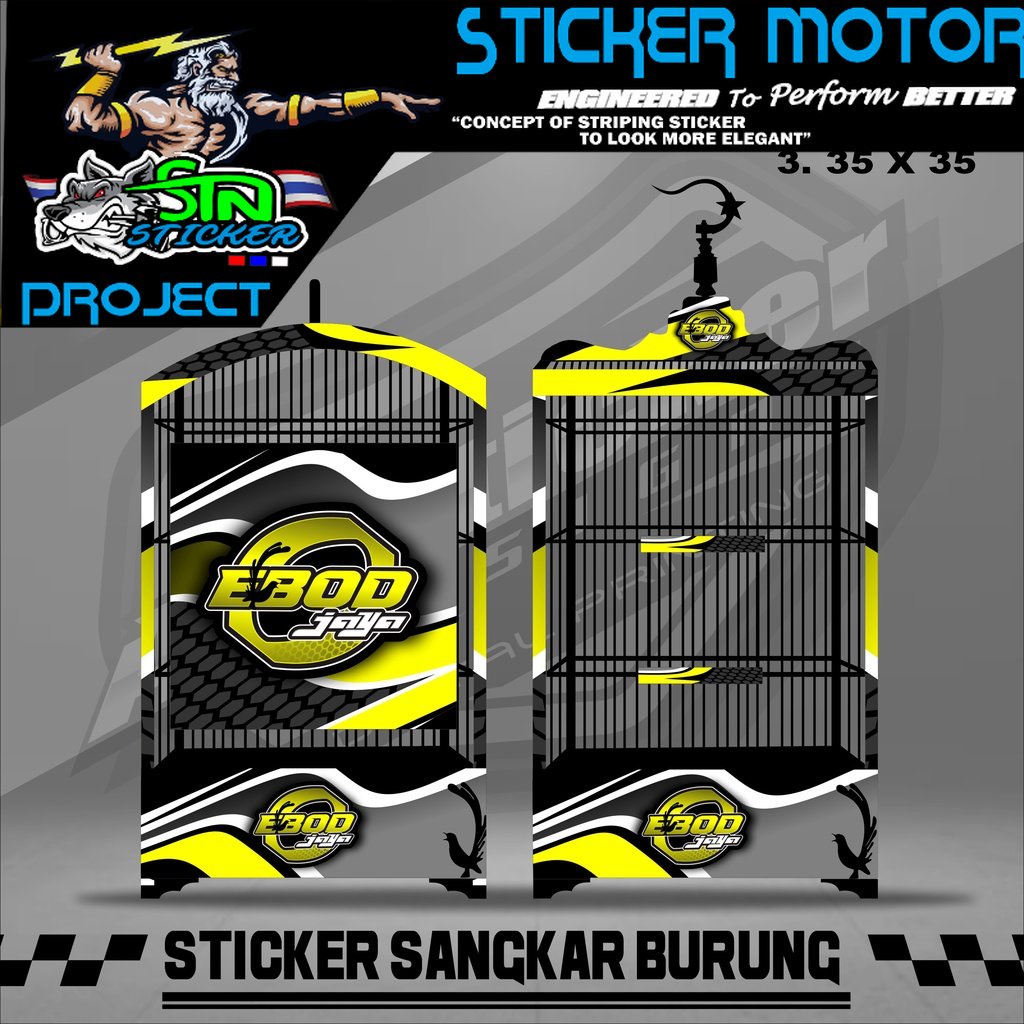 Stiker Sangkar Burung Kotak - Sticker Decal Kandang Burung Ebod Kotak Bnr Kosan AR-06