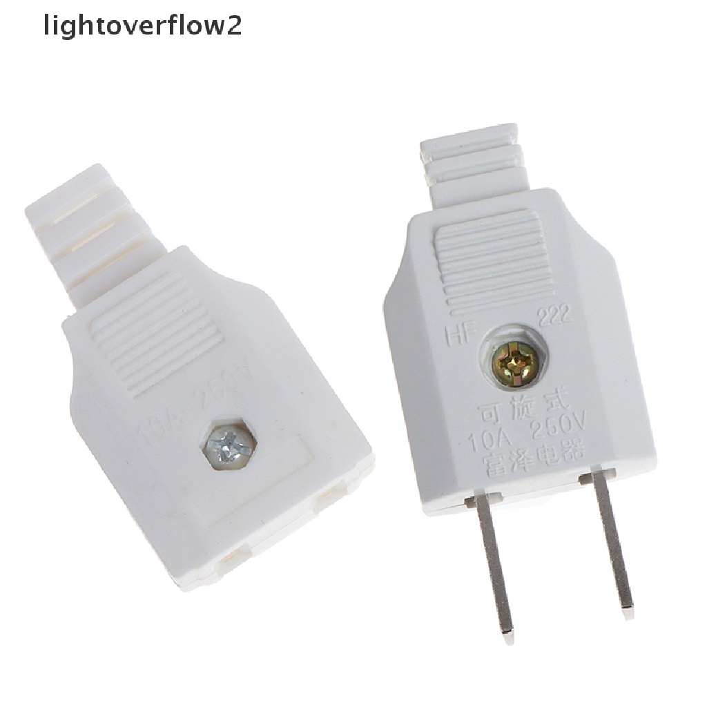 [lightoverflow2] Us 2pin Datar AC Listrik Power Male Plug Female Socket Outlet Adaptor Kawat [ID]