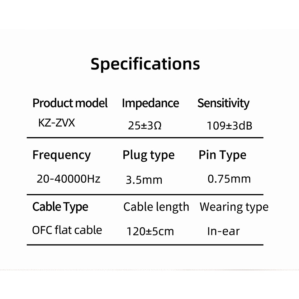 Kz ZVX HiFi Earphone Single Dynamic 2PIN In Ear Headphone Bass Sport Earbuds Headset Kabel Dilepas Untuk EDA DQ6 ZEX EDXPRO