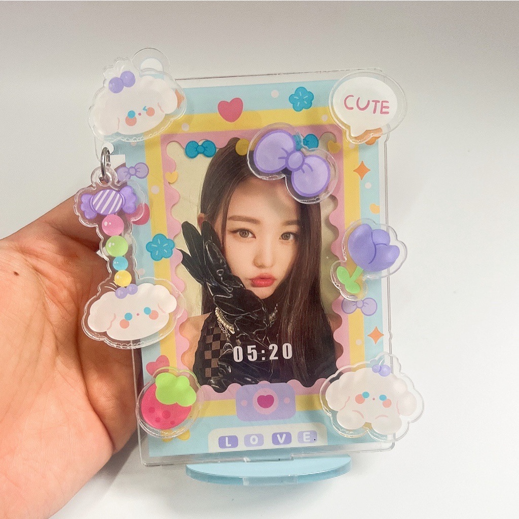 &lt;IN STOCK&gt;Cute Bunny Acrylic Card Holder 3 Inch Photo Frame Holder with Decoration Accessories for Idol Photocard Protective Desk Decor Collection