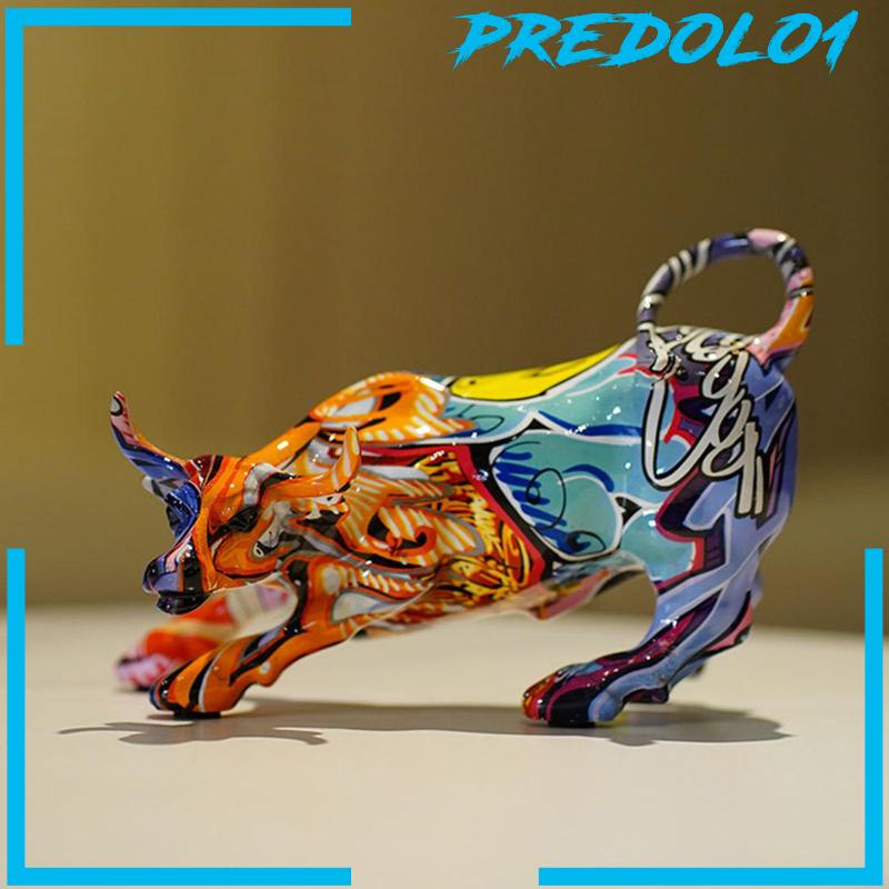 [Predolo1] Patung Hewan Banteng Resin Lukisan Kreatif Untuk Dekorasi Meja Kamar Tidur