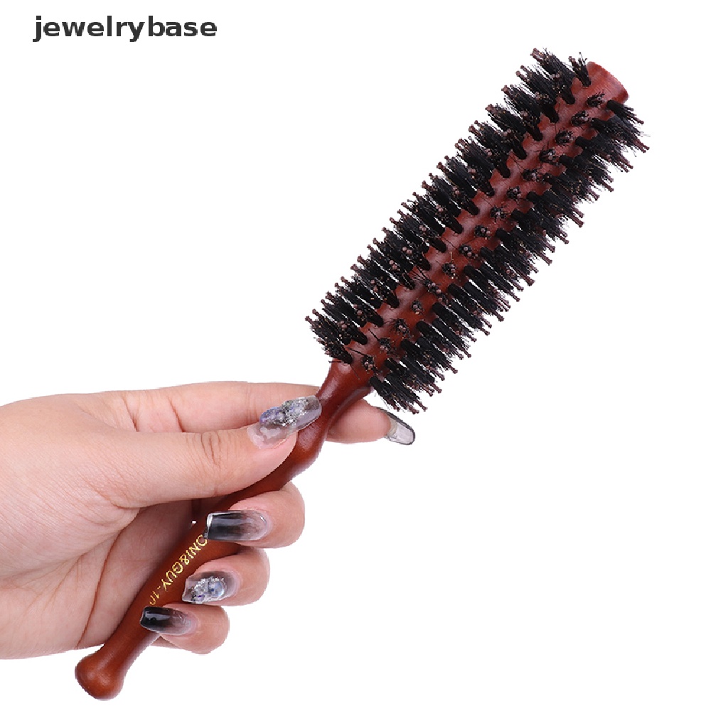 [jewelrybase] 1pc Twill Lurus Sisir Rambut Bulu Babi Alami Rolling Brush Styling Tools Butik