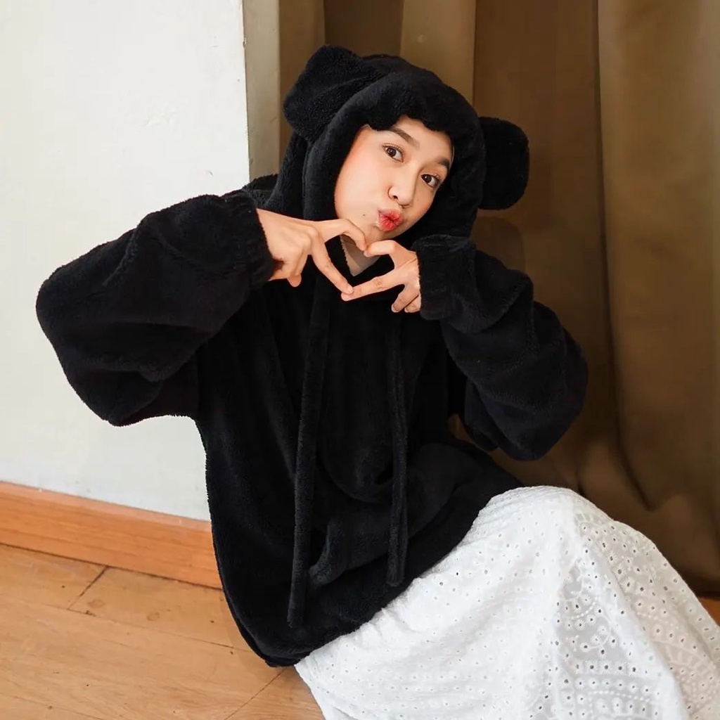 [COD] Sweater Hoodie Bear Sherpa Bulu Domba - IOCISHOP888