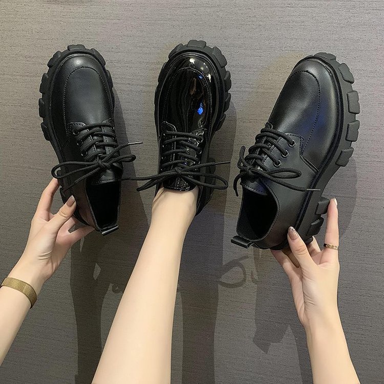 TOPGROSIR LV0259 Sepatu Kasual Import Wanita Docmart Hitam Ala Korean