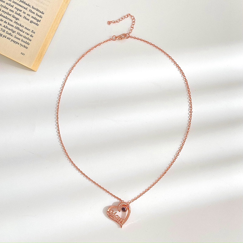 100bahasa I Love You Mama Pesona Rantai Kalung Hadiah Hari Ibu Cinta Bentuk Hati Liontin Choker Hadiah Liburan Ibu