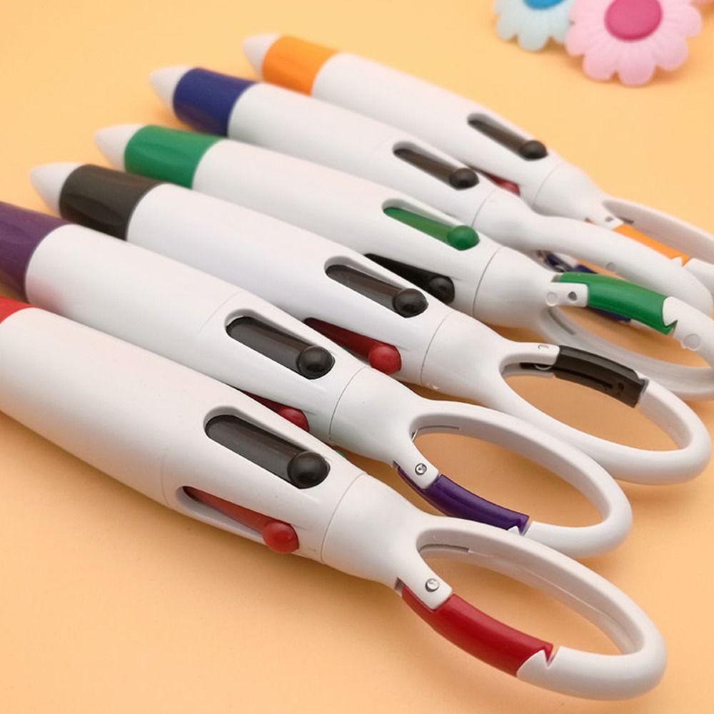 Populer 4PCS Bolpoin Pena Ditarik Alat Tulis Warna-Warni Isi Ulang Dengan Gesper Gantungan Kunci Belajar Perlengkapan Kantor Siswa Hadiah Gel Pulpen