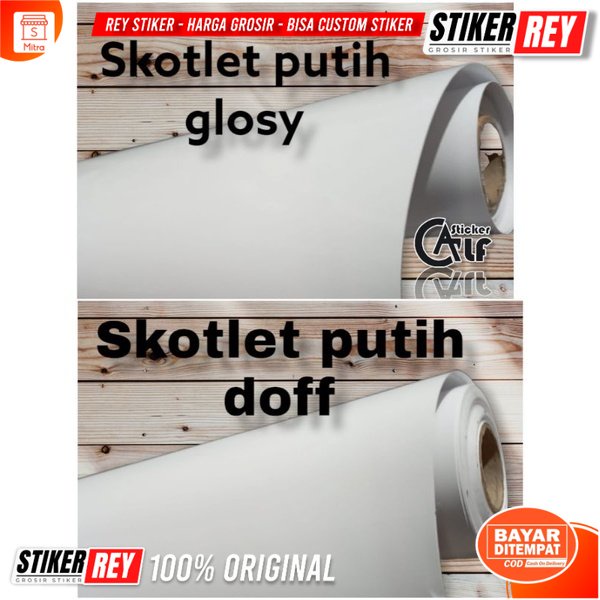 stiker. skotlet putih doff /glosy 1 meter.skotlet sepeda motor.aquarium