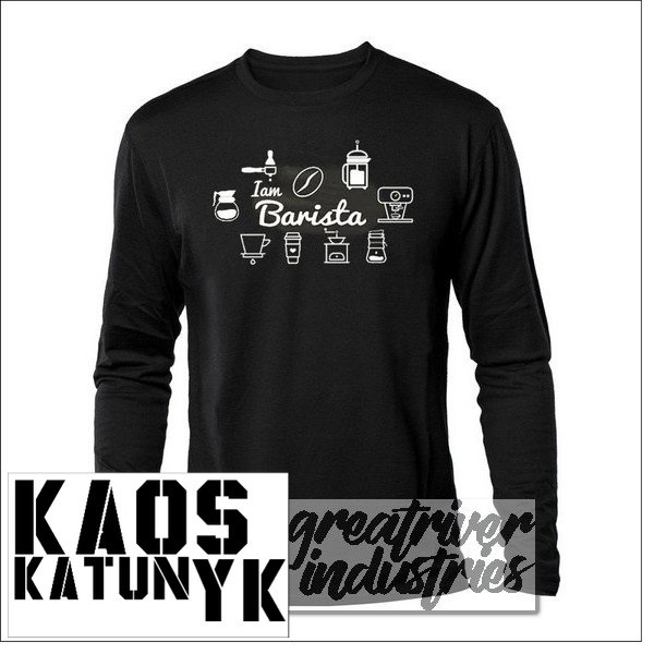 kaos distro iam barista coffee lengan panjang