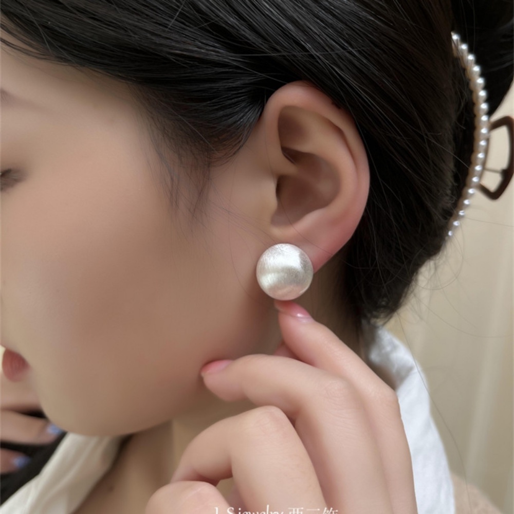 Deartiara Vintage Sederhana Brushed Matte Round Ball Solid Earrings Gaya Port Matte Anting Gaya