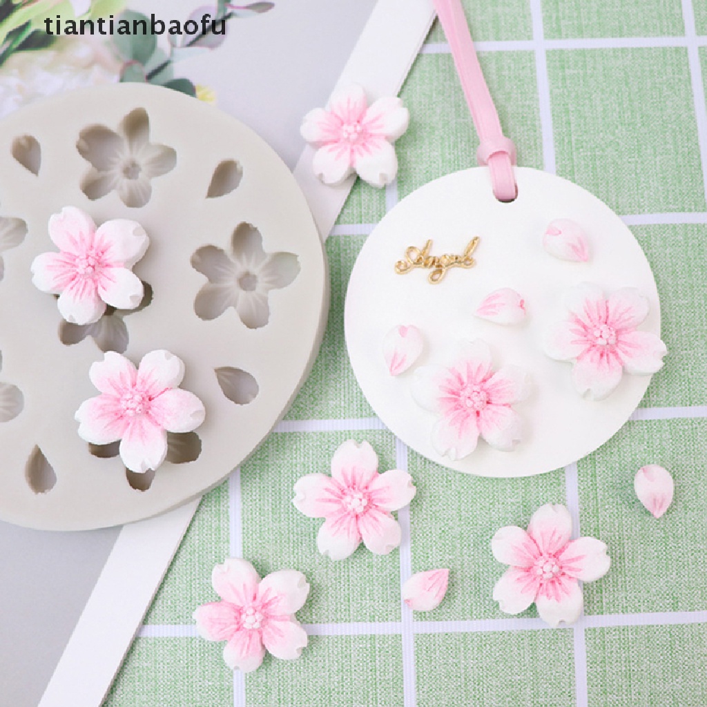 [tiantianbaofu] 1pc 6lubang Bunga Sakura Cetakan Silikon Gula Coklat DIY Decorag Tools Butik