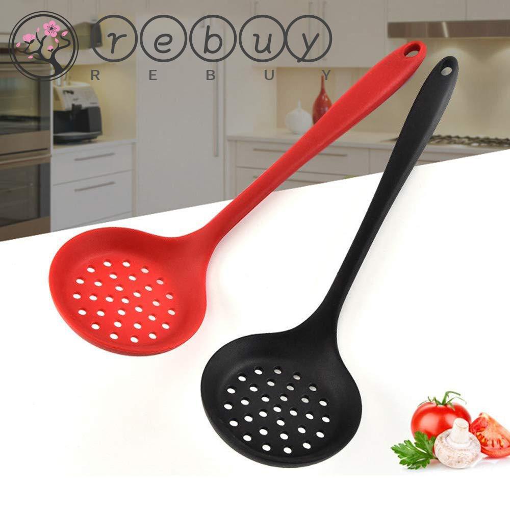 REBUY Multifunction Strainer Heat Resistant Oil Skimmer Filter Spoon Long Handle Kitchen Silicone Non-Stick Home Cooking Tool Colander/Multicolor