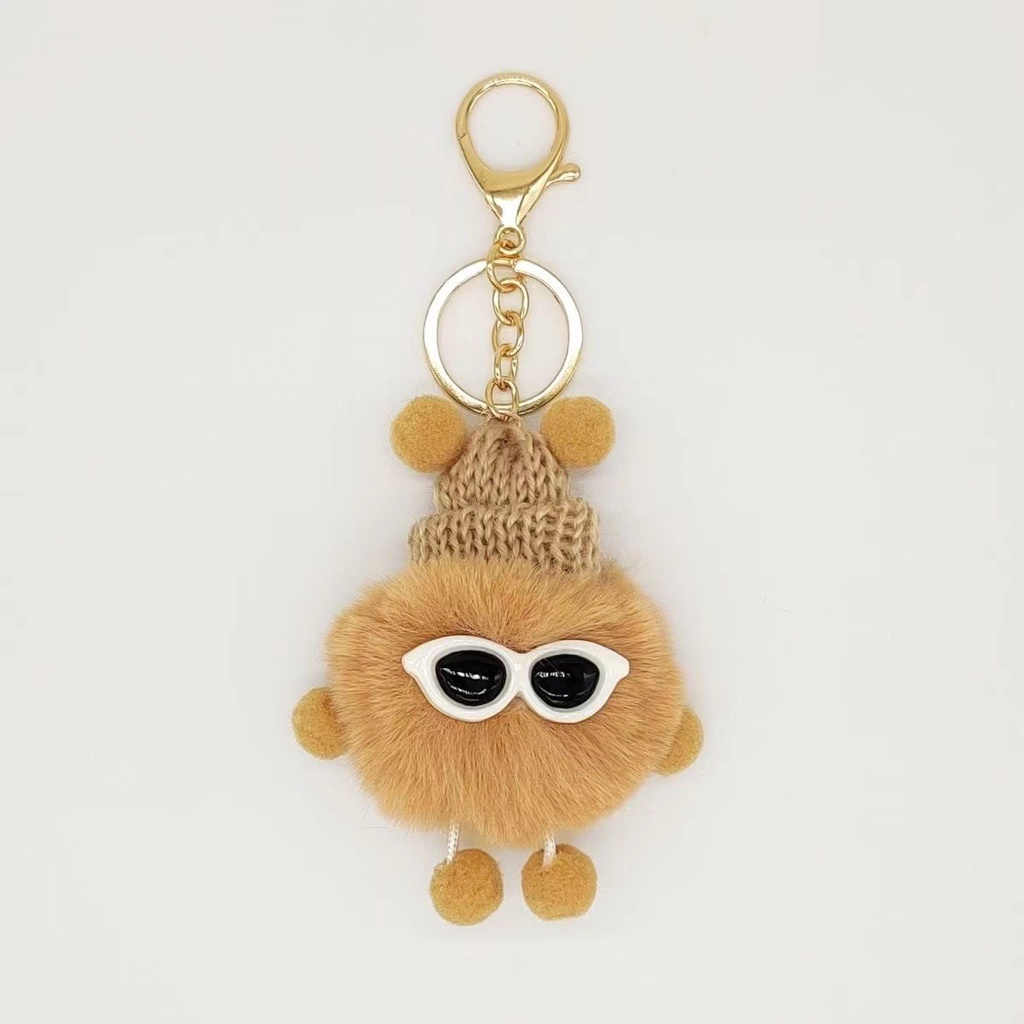 Gantungan Kunci Bulu Warna Real Rabbit Fur Pompom Mewah Lucu Keychain Fluffy Keyring Wanita Tas Liontin Aksesoris Hadiah