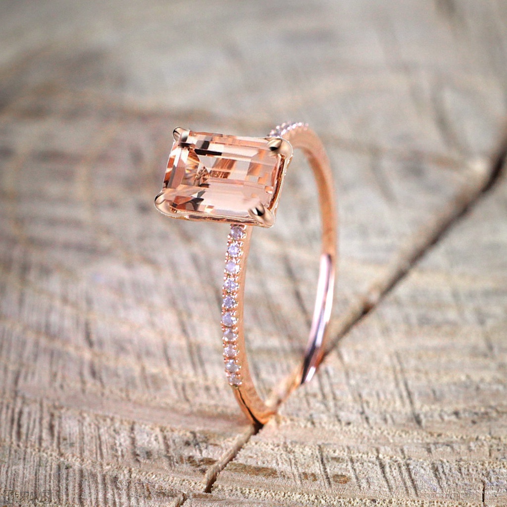 Goldkingdom Aksesoris Perhiasan Fashion Ready Stock Jual Cincin Pertunangan Eropa Dan Amerika Dengan 18 K Rose Gold Plating, Cincin Zirkon Bertatahkan Mikro Yang Indah Grosir.