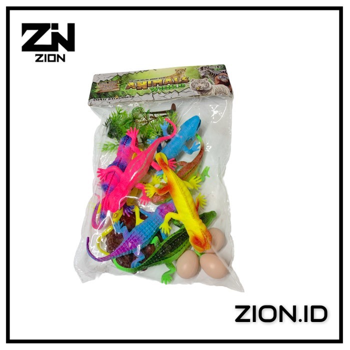 Mainan anak miniatur hewan Bunglon kadal buaya bertelur