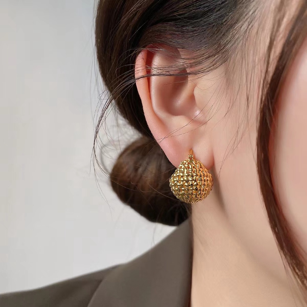 Anting Berongga Jala Emas Anting Temperamen Sederhana