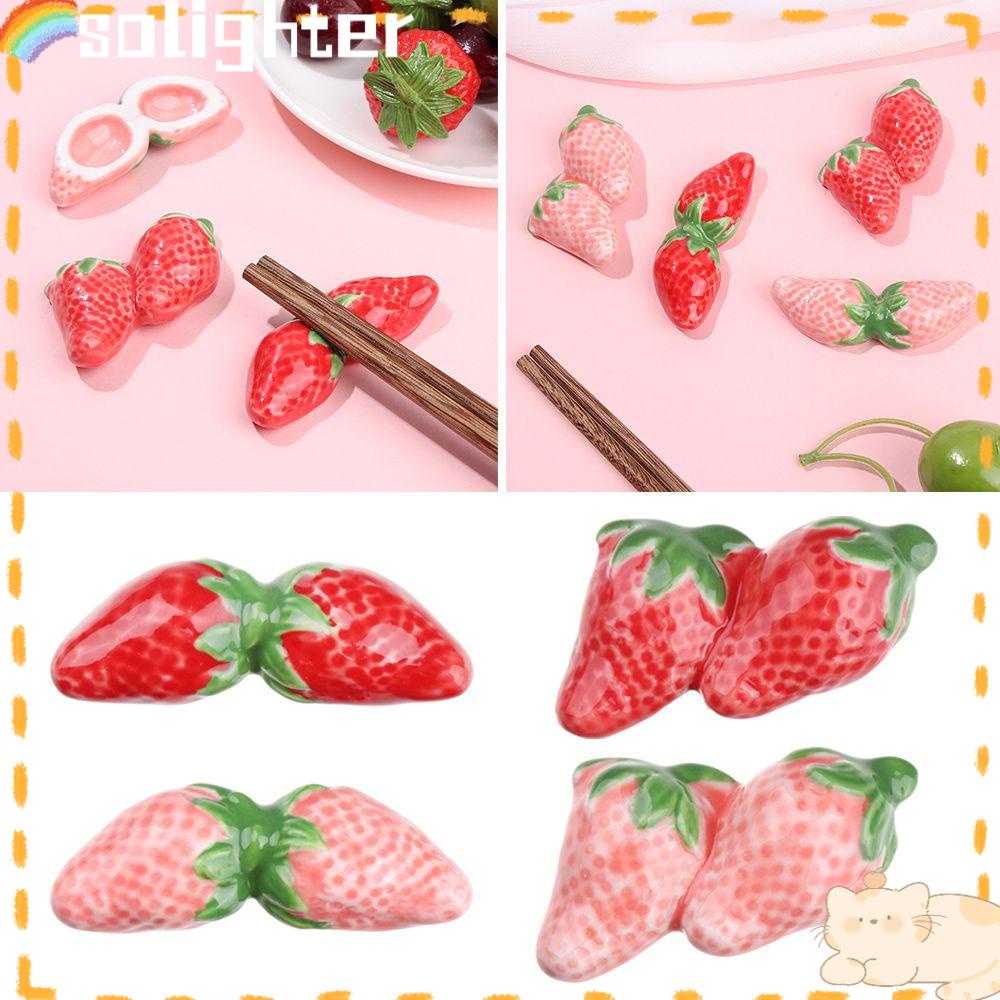 Solighter Tempat Sumpit Penyimpanan Strawberry Hiasan Peralatan Makan Rumah Hotel