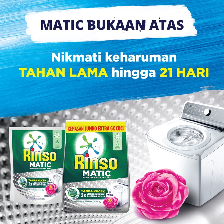 Rinso Detergent Cair Konsentrat Deterjen Matic Mesin Cuci Bukaan Atas 1.45 L x3