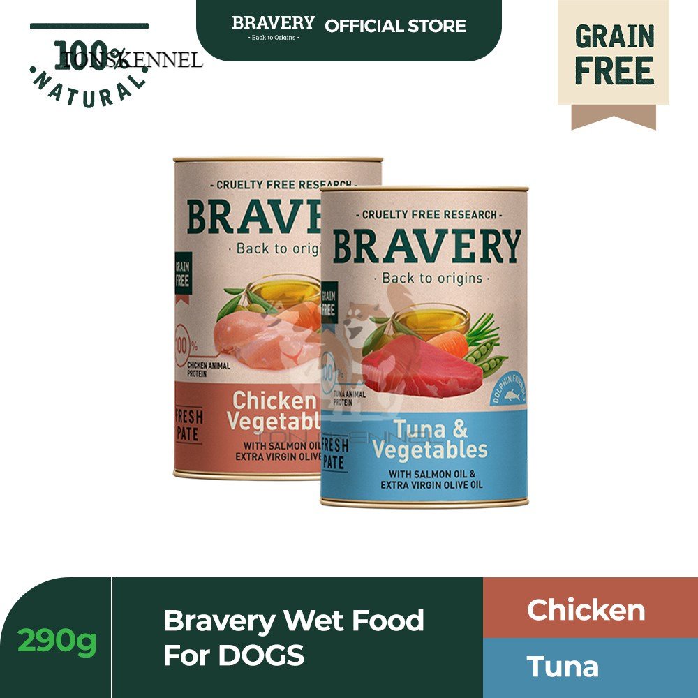 Bravery Kaleng 290GR Can Makanan Basah Anjing Wet Dog Food Chicken Fish Ayam Ikan 290 gr Anakan Dewasa Puppy Adult