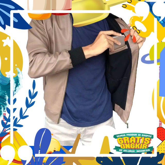 Jaket Bomber Pria Semi Kulit Sintetis Faux Leather Jacket Original Outerwear Import Asli Ori Premium