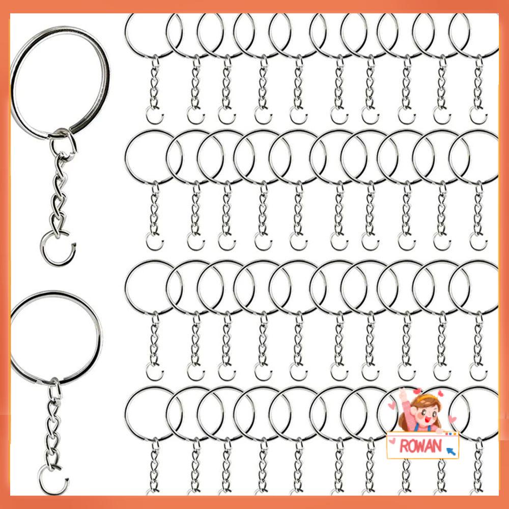 R-flower 10/20Pcs Gantungan Kunci Silver Liontin Split Ring Key Holder Rings