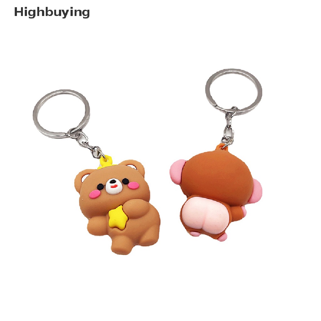 Hbid Kartun Pantat Lucu Tiga Dimensi Boneka Gantungan Kunci PVC Lem Lembut Monyet Babi Kelinci Beruang Tas Liontin Perhiasan Hadiah Glory