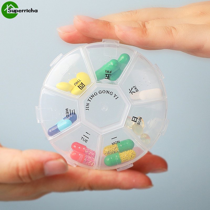 Hot Sale/7Grids Portable Weekly Pill Box/Mini Medicine Storage Case Organizer/Kotak Pil Penyimpanan Travel/Wadah Penyimpanan Perhiasan