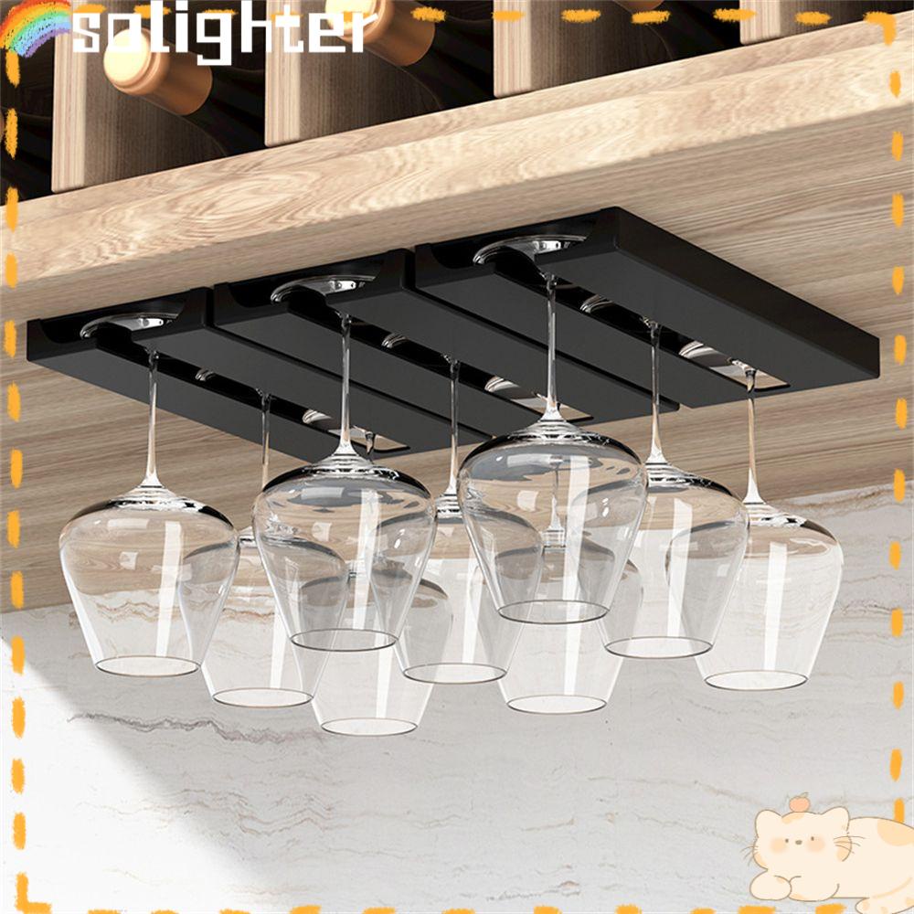 Solighter Cup Holder Bar Klasifikasi Bawah Lemari Display Goblet Storage Hanging Glass Cup Rack Rak Gantung Holder Goblet Rack