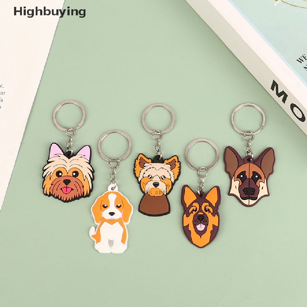 Hbid 1pc Gantungan Kunci PVC Lucu Hewan Kartun keychain Indah mini Bentuk Anjing key holder Cocok Wanita Pria Anak Kunci Aksesoris Glory