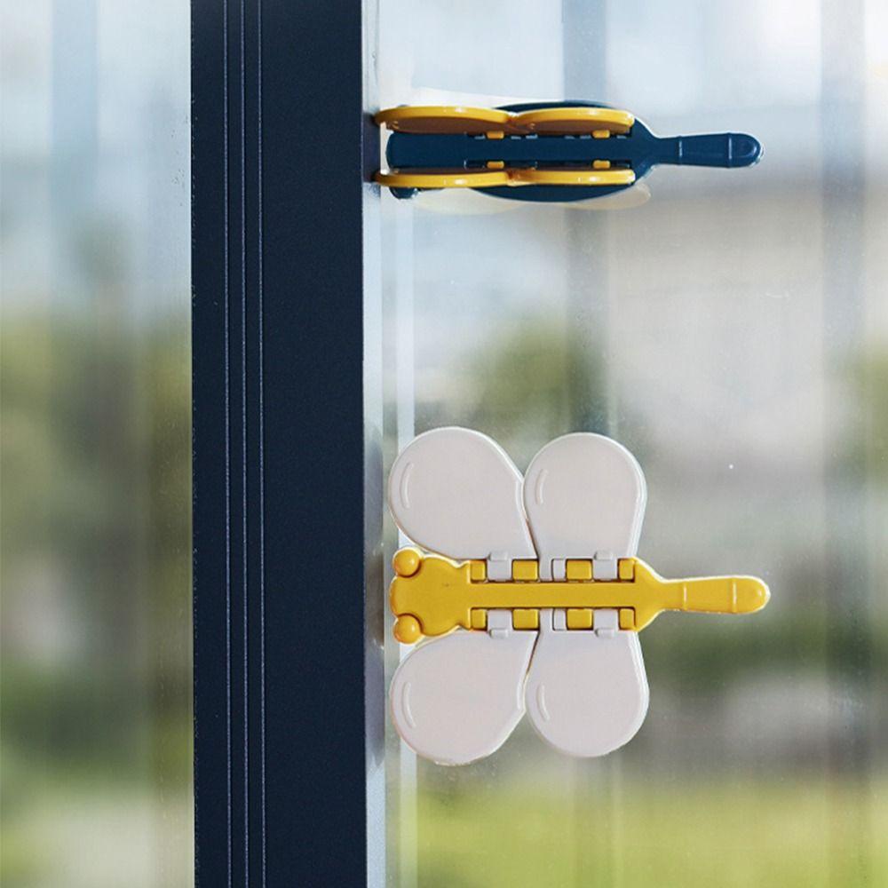 Lanfy Baby Safety Lock Glass Sliding Door Lock Tahan Lama Bentuk Capung Anti Jepit Multi Fungsi Anti Buka Kunci Pengaman