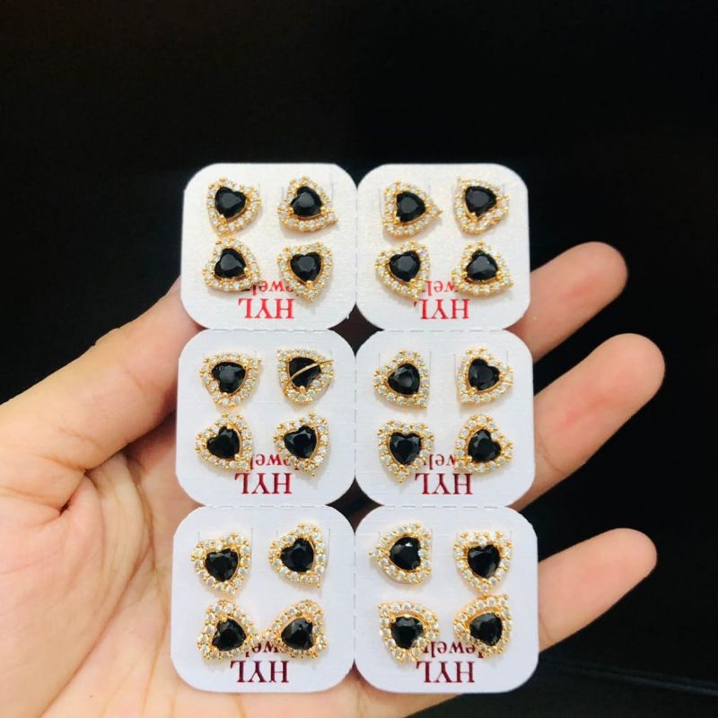 Anting tusuk xuping batu permata biru A014