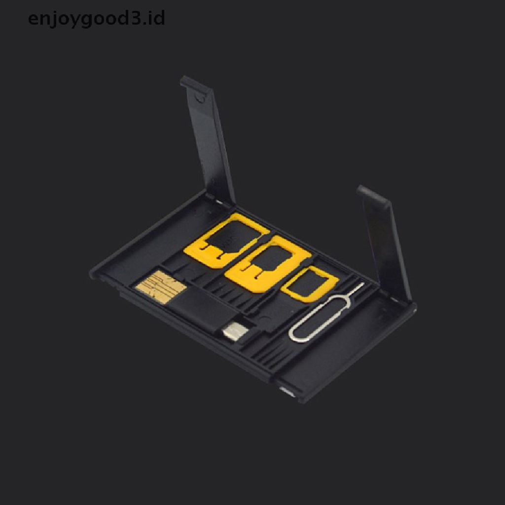 [Rready Stock] Kit Adaptor SIM Ramping Ukuran Kartu Kredit Dengan TF Card Reader &amp; SIM Card Tray Eject Pin SIM Card Holder Untuk iPhone Huawei Xiaomi (ID)