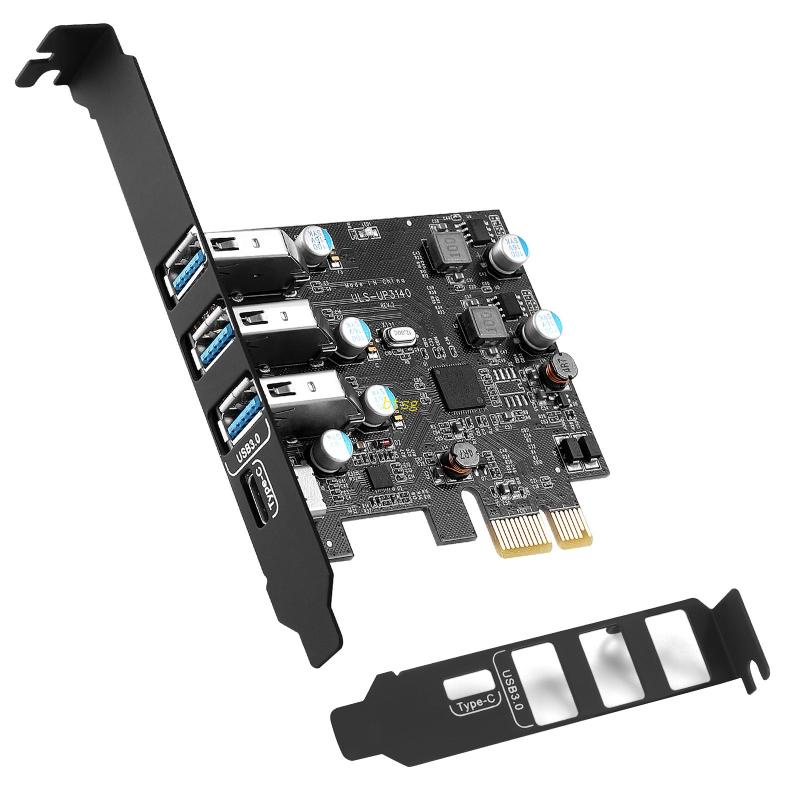 Btsg Pcie Ke Usb Expansion Card Pci-e Ke Tipe C (1) TypeA (3) Adapter Card Free Power